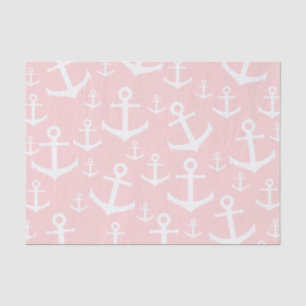 Nautical blush pink & white anchor pattern tissue paper