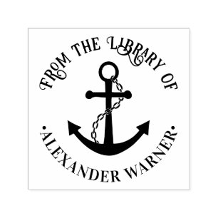 Nautical Boat Anchor #3 Library Book Name Self-inking Stamp