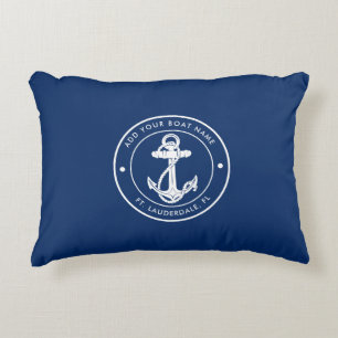 Nautical Boat Anchor and Name Custom Accent Pillow