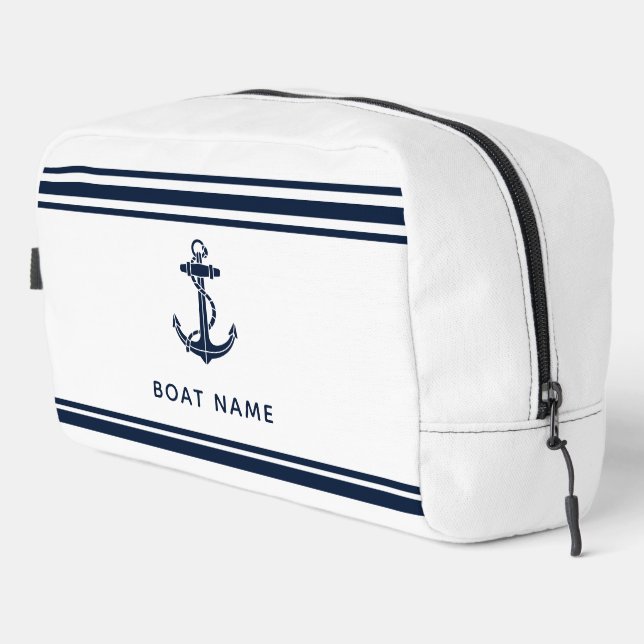 Nautical Boat Anchor and Name Custom Dopp Kit (Right Corner)