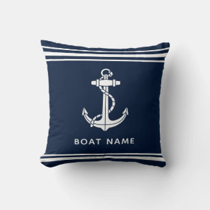 Nautical Boat Anchor and Name Custom Throw Pillow