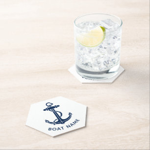 Nautical Boat Anchor Beach House Custom Paper Coaster