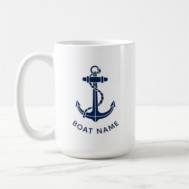 Nautical Boat Anchor Beach Trip Custom Coffee Mug (Left)