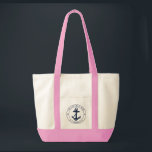 Nautical Boat Anchor Custom Beach Trip Tote Bag<br><div class="desc">Add your boat or captain's name and location by clicking the "Personalize" button above. Set sail in style with our custom nautical-themed boating swag tote bag, the ultimate companion for your maritime adventures. This tote boasts a cute design inspired by the ocean's wonders, featuring classic maritime motifs such as an...</div>