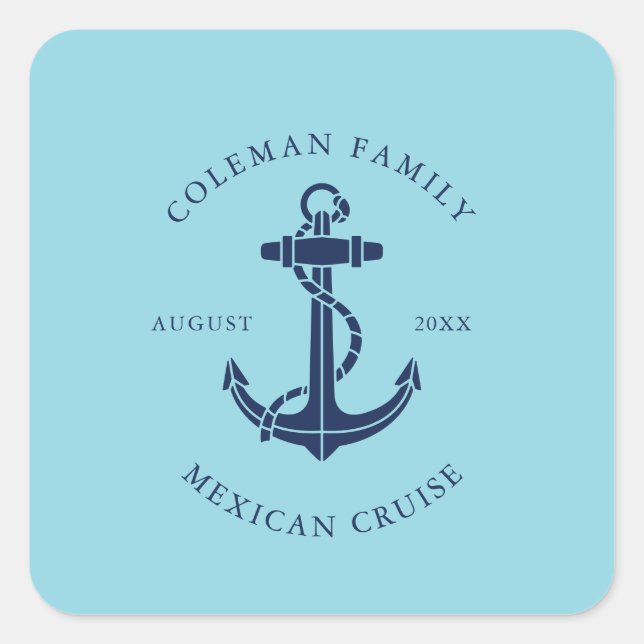 Nautical Boat Anchor Custom Square Sticker (Front)