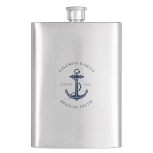 Nautical Boat Anchor Family Cruise Custom Hip Flask