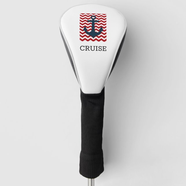 Nautical Boat Anchor NAME Red White Blue Patriotic Golf Head Cover (Front)