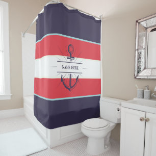 Nautical Boat Anchor Navy Blue Red White