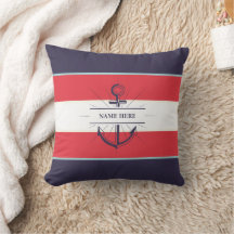 Nautical Boat Anchor Navy Blue Red White