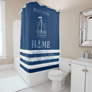 Nautical Boat  Anchor  Navy Blue Striped