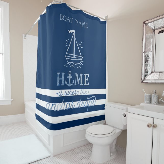 Nautical Boat  Anchor  Navy Blue Striped (In Situ)