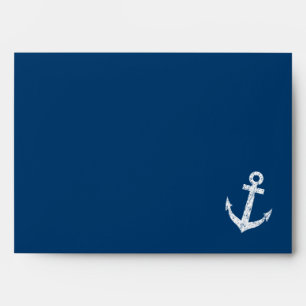 Nautical boat anchor navy blue wedding envelopes