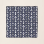 Nautical boat anchor pattern navy blue chiffon scarf<br><div class="desc">Nautical boat anchor pattern navy blue and white chiffon Custom transparent scarves for women and girls. Available in different sizes, colours and shapes. Cool Birthday and Holiday gift idea for her. Create unique patterned scarves for yourself, sailor wife, sailing friend, coworker, girl, wedding bride, mom, sister, daughter, bridesmaids, pet etc....</div>