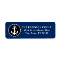 Nautical Boat Anchor Rope Black Blue White Address