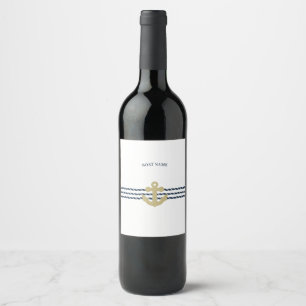 Nautical Boat Anchor,Rope Wine Label