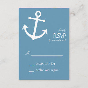 Nautical Boat Anchor RSVP Cards (Steel Blue Grey)
