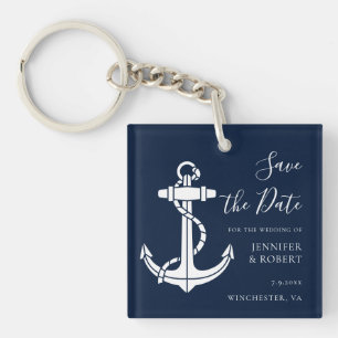 Nautical Boat Anchor Save the Date Wedding Keychain