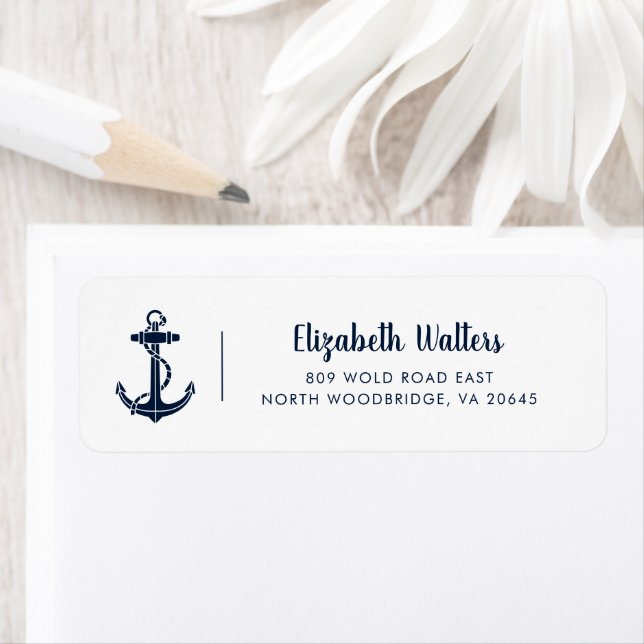 Nautical Boat Anchor Script Return Address (Insitu)