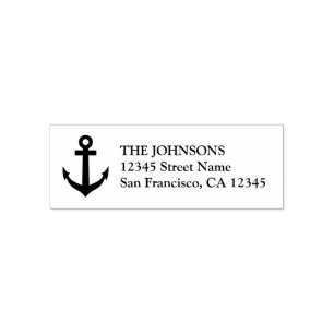 Nautical boat anchor self inking address stamps