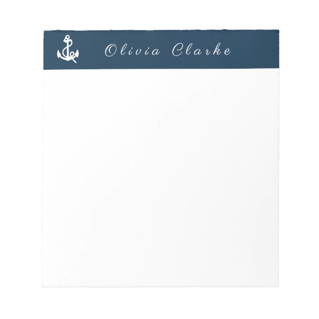 Nautical Boat Anchor  Stylish Script   Notepad (Front)