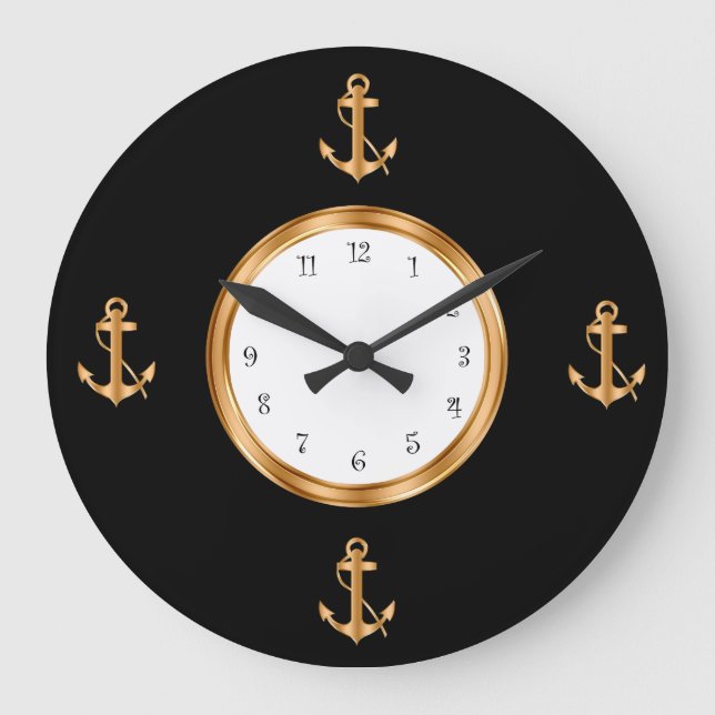 Nautical Boat Anchor Wall Clocks (Front)