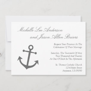 Nautical Boat Anchor Wedding Invitation (Grey)
