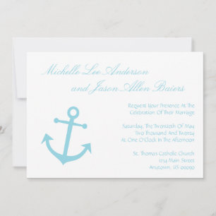 Nautical Boat Anchor Wedding Invitations Pale Blue