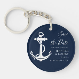 Nautical Boat Anchor Wedding Save the Date Keychain
