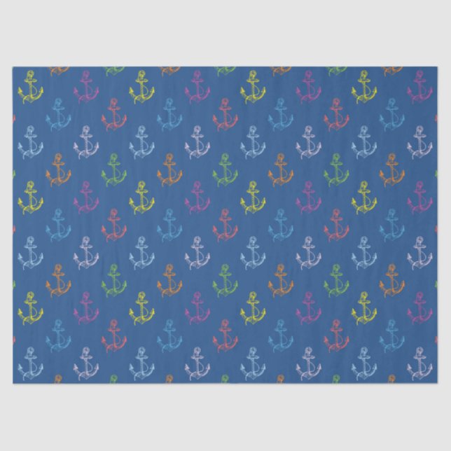 Nautical Boat Anchors Pattern Illustration Tissue Paper (Front)