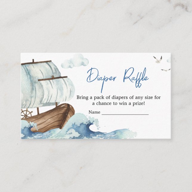 Nautical Boat Baby Shower Diaper Raffle Enclosure Card (Front)