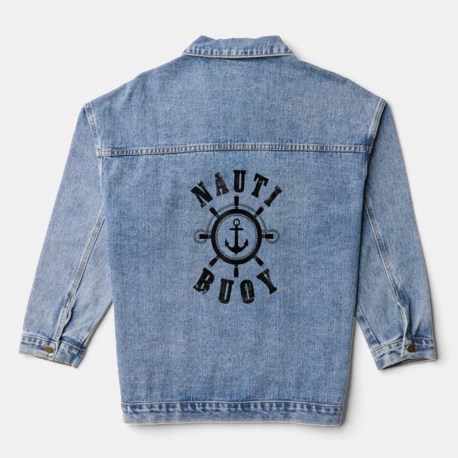 Nautical Boat Captain Boating  Denim Jacket (Back)