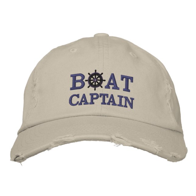 Nautical Boat Captain Custom Embroidered Hat (Front)