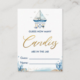 Nautical Boat Guess How Many Candies in Jar Game Enclosure Card