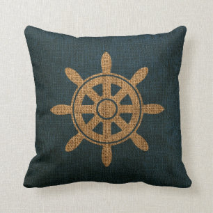 Nautical Boat Helm Throw Pillow