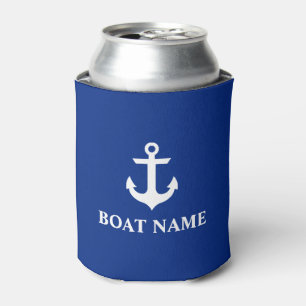 Nautical Boat Name Anchor Blue Can Cooler