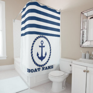Nautical Boat Name,Anchor Navy Blue Striped