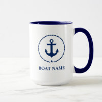 Nautical Boat Name Anchor Rope Blue Large