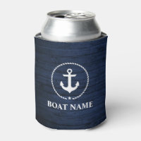 Nautical Boat Name Anchor Rope Blue Wood
