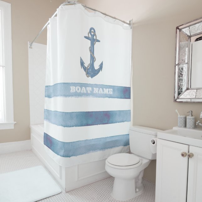 Nautical Boat Name,Anchor,Rope,Light Blue Stripes (In Situ)