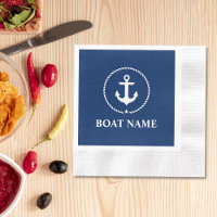 Nautical Boat Name Anchor Rope Navy Blue Cocktail