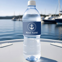 Nautical Boat Name Anchor Rope Navy Blue