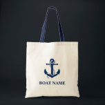 Nautical Boat Name Anchor Rope Tote Bag<br><div class="desc">Nautical Boat Name Navy Blue Anchor Rope Tote Bag</div>