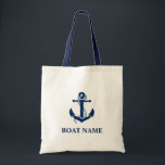 Nautical Boat Name Anchor Rope Tote Bag<br><div class="desc">Nautical Boat Name Navy Blue Anchor Rope Tote Bag</div>
