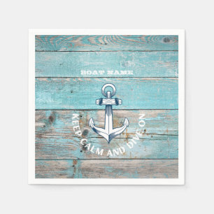 Nautical Boat Name Anchor Rustic Wood Napkin