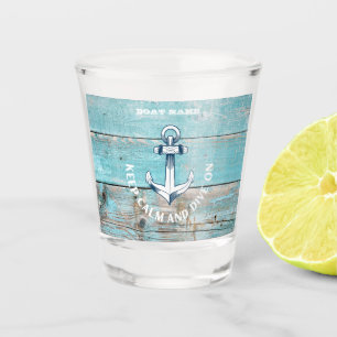 Nautical Boat Name Anchor Rustic Wood Shot Glass