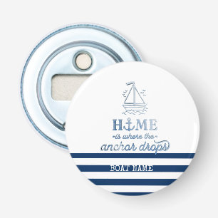 Nautical Boat Name,Anchor Sea Navy Blue Striped Bottle Opener