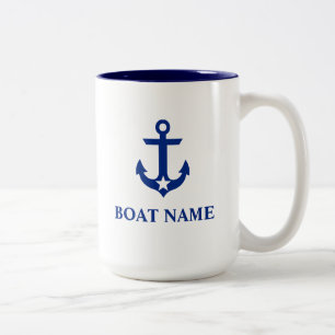 Nautical Boat Name Anchor Star Large Two-Tone Coffee Mug