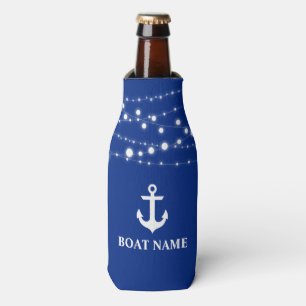 Nautical Boat Name Anchor String Lights Blue Bottle Cooler