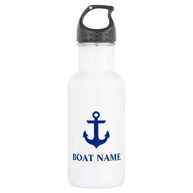 Nautical Boat Name Anchor White 532 Ml Water Bottle (Front)