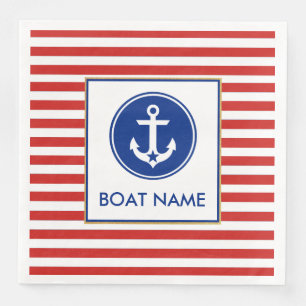 Nautical Boat Name Party Dinner Napkins RWB
